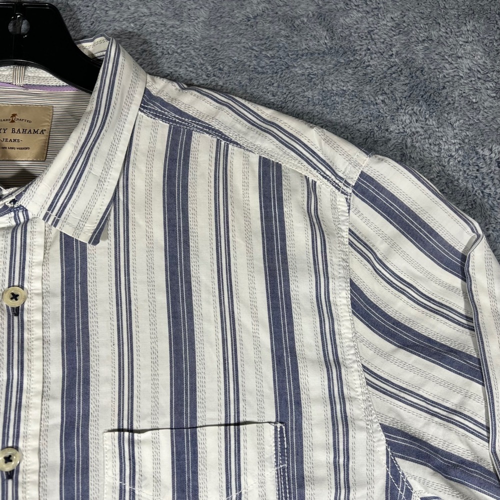 Tommy Bahama Jeans Mens XL Blue White Striped Button Down Shirt Long Sleeve p - Picture 10 of 16